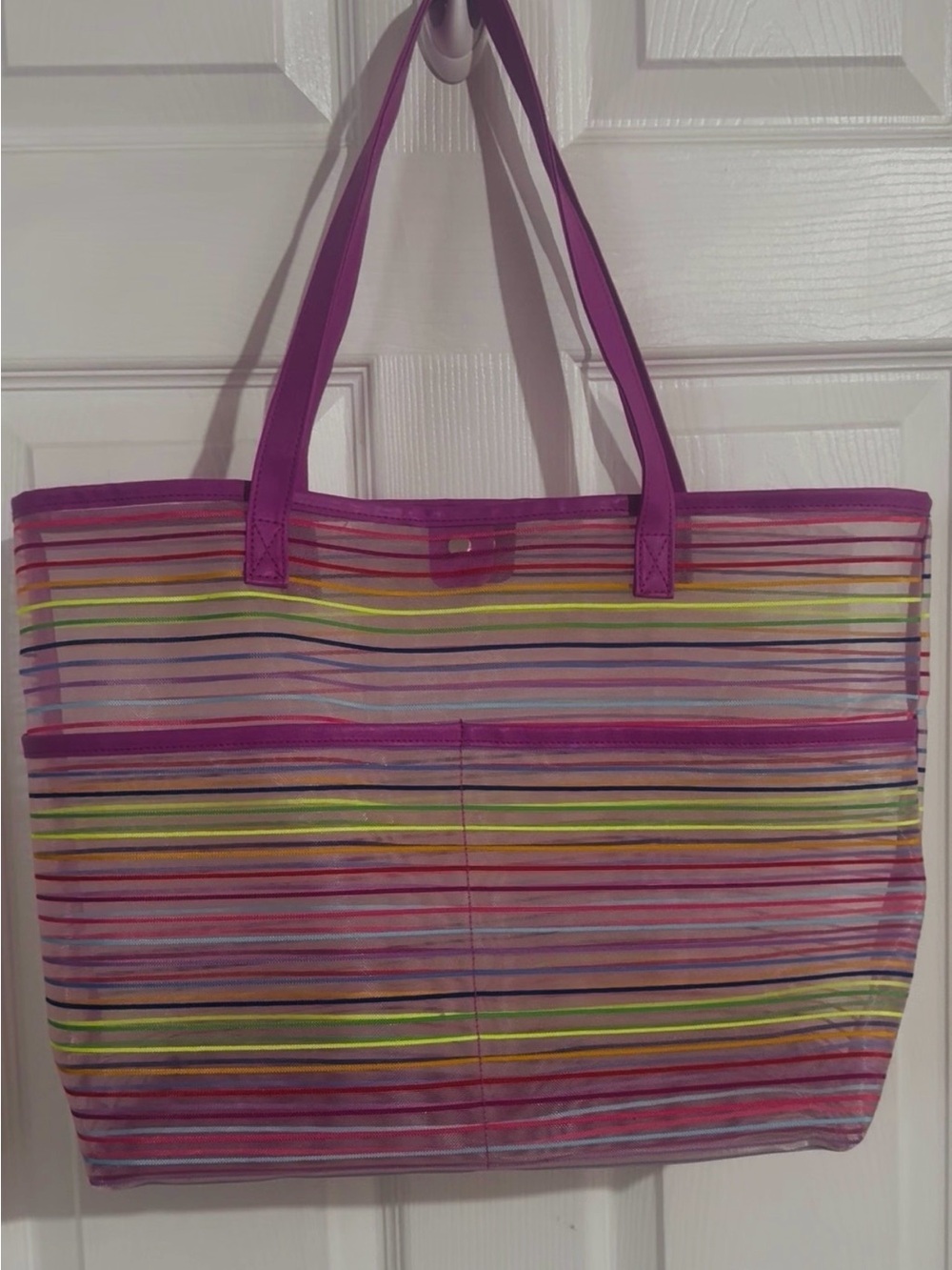 Low start ‼️Striped Clear Tote Bag in Purple